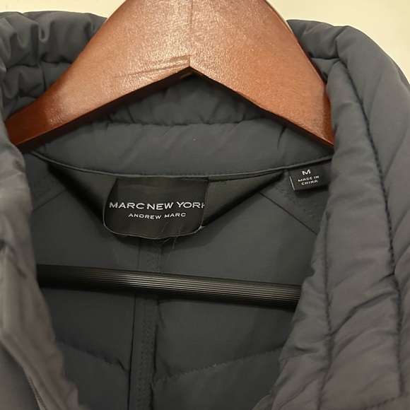 Men's Grey Puffer Jacket by Andrew Marc. - Picture 2 of 4